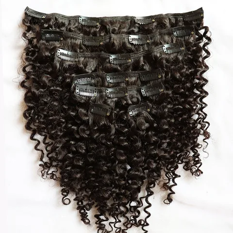 Наращивание человеческих волос на заколке, вьющаяся голова Джерри, качество, 120 грамм, заколки из натуральных волос для чернокожих женщин