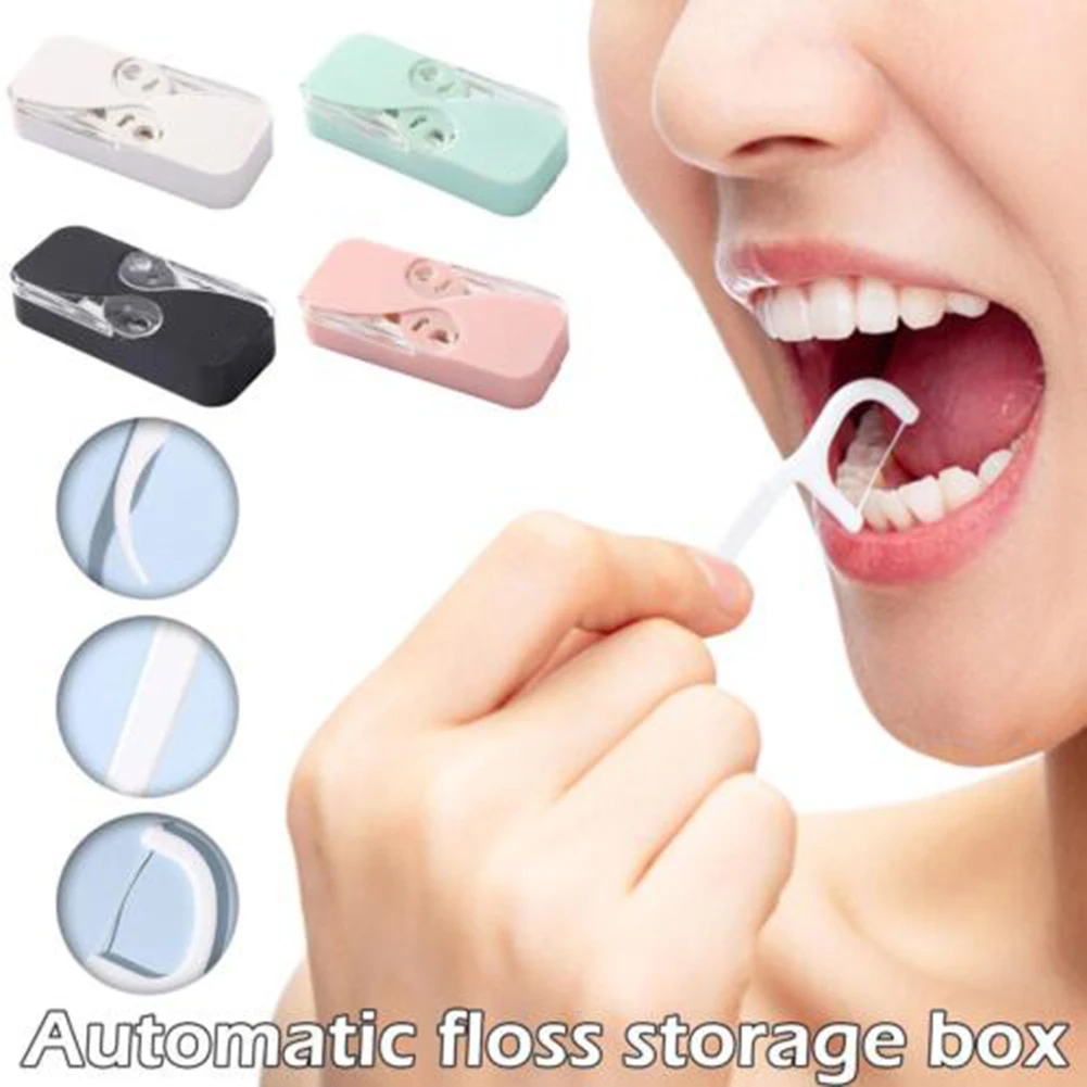 

Automatic Portable Flosses Storage Case Portable Refillable Dust-Proof for Home Use E2S
