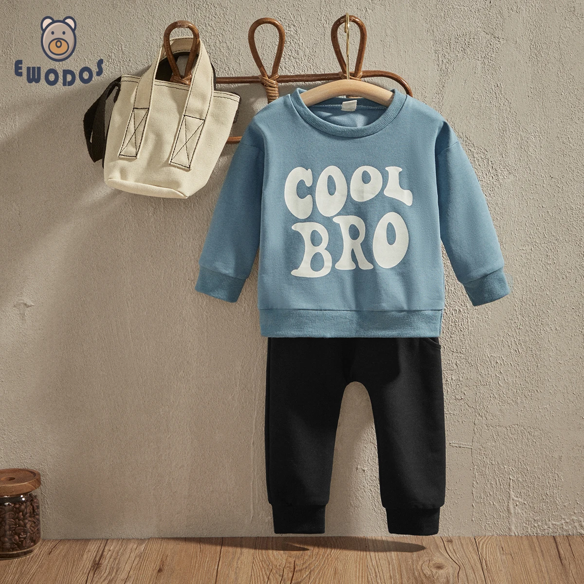 

EWODOS 0-3 Years Infant Toddler Baby Boys Spring Pants Set Fashion Long Sleeve O Neck Letter Print Sweatshirt Sweatpants Outfits