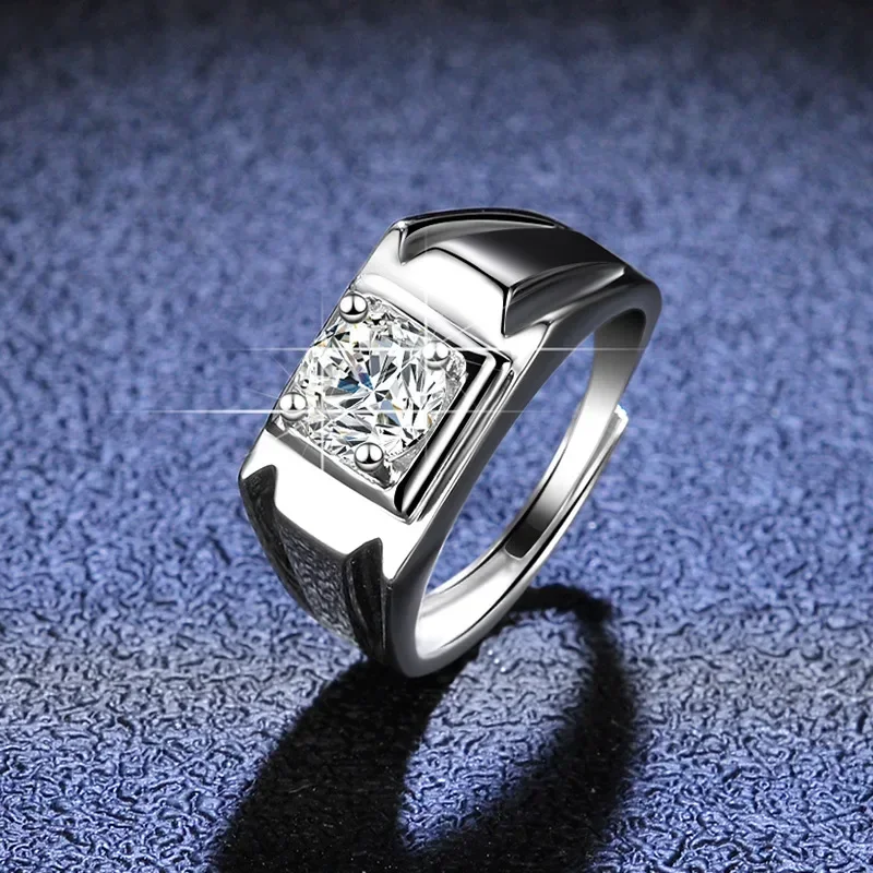 Luxury Platinum PT950 Moissanite Rings for Men 1ct Diamonds Ring Jewelry Originales Certificados Wedding