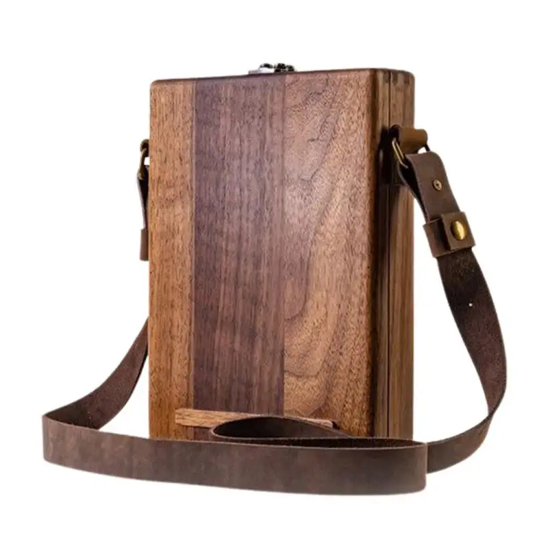 

Writers Messenger Wood Box Vintage Walnut Artist Tool And Brush Storage Box A5 Multifunctional Portable Crossbody Postman Bag