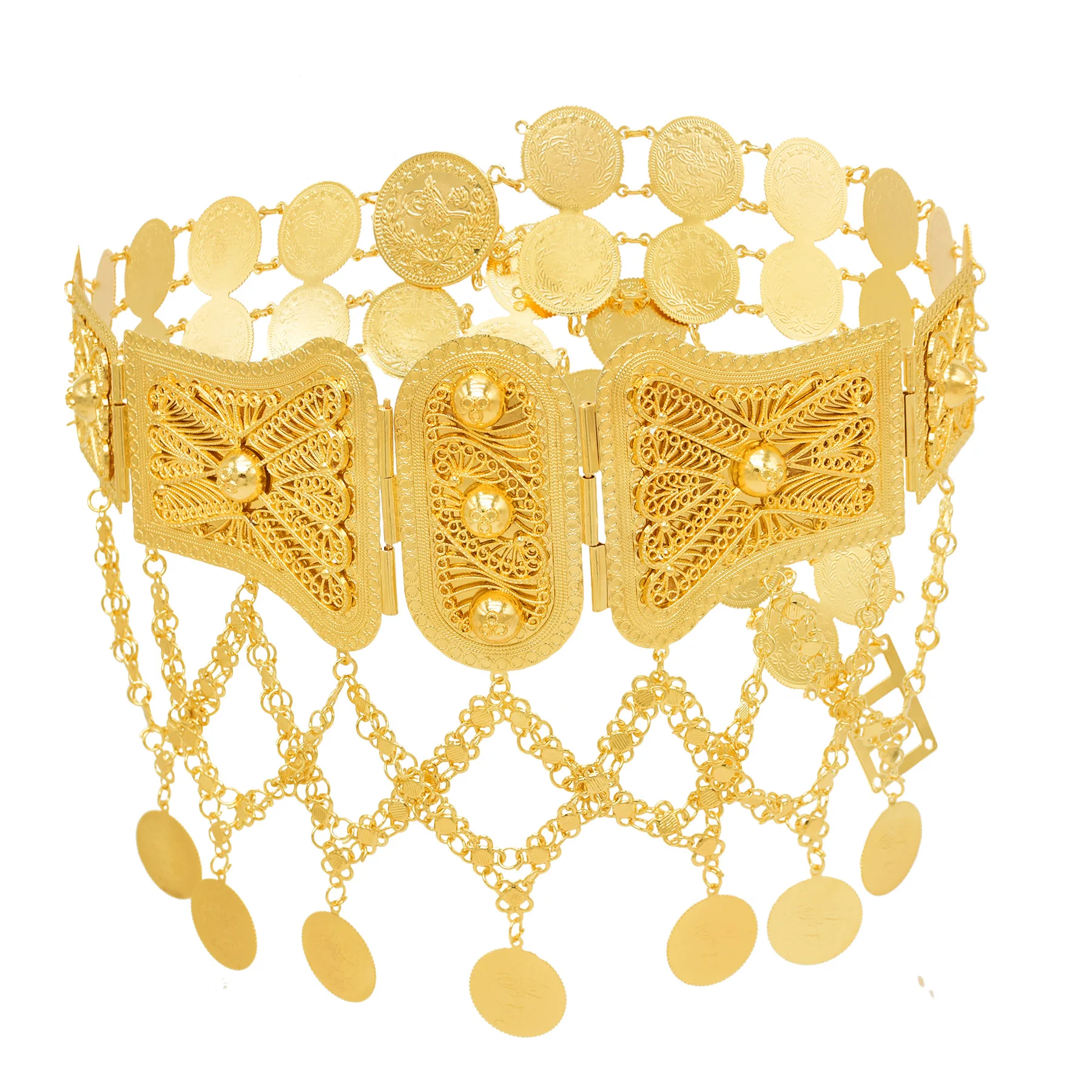 

Traditional National Waist Chain Fashion French Coins Long Tassels New Pendant National Waistband Women's Body Chain Gift