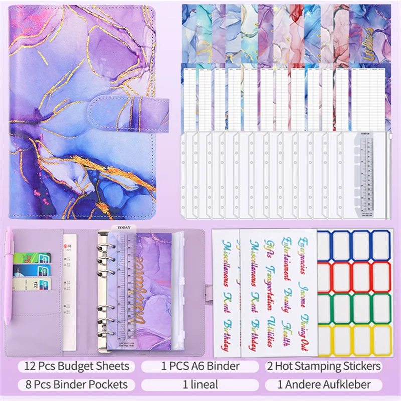 

Colorful Zipper Budget Budget Budgeting Organizer Marble Envelopes Planner Envelopescash Money Binder For Binde Money For