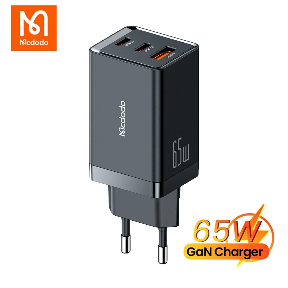 

Mcdodo GaN5 Mini Charger 65W USB C PD EU UK US Plug For iPhone 13 12 11 Huawei Macbook Laptop Tablet Three Ports Quick Charge