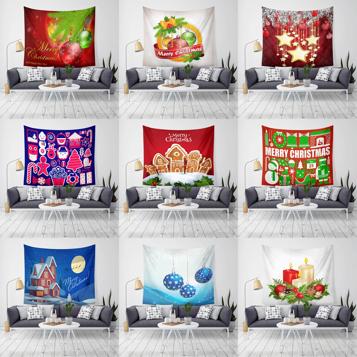 

ZHENHE Christmas Colorful Decorative Ball Tapestry Home Decor Wall Hanging Tapestries Bedspread Yoga Mat Blanket