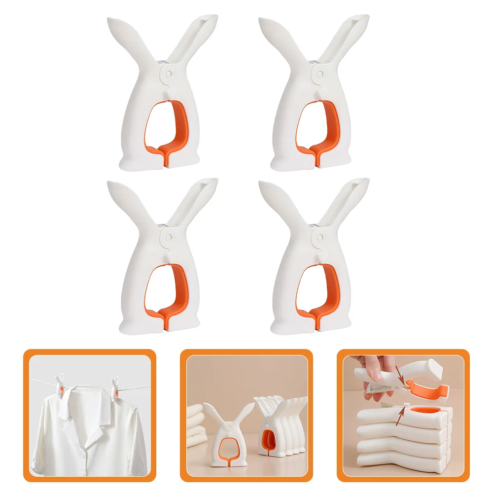 

4 Pcs Clothespin Outdoor Clotheslines Windproof Clips Plastic Laundry Towel Clothespins