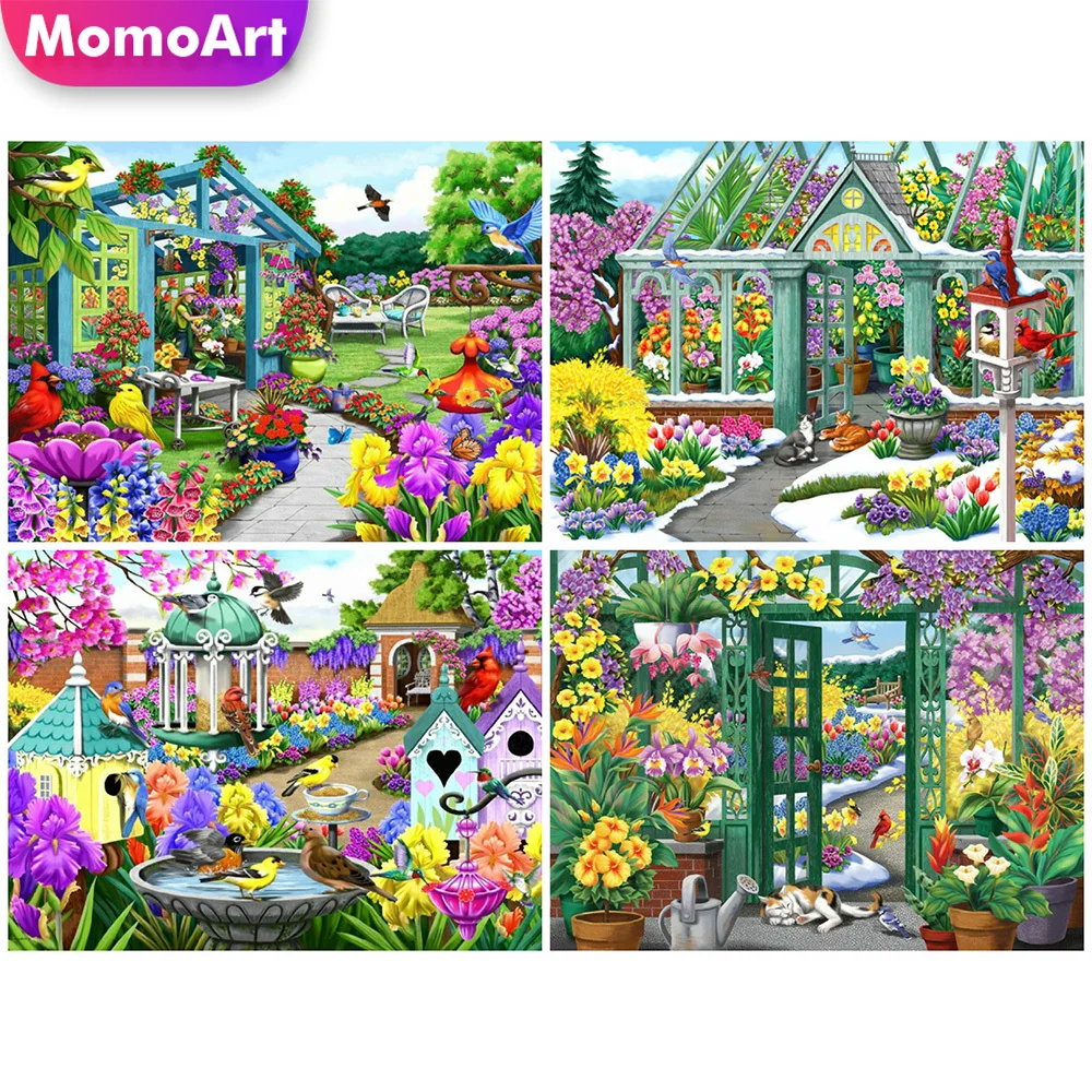 

MomoArt Алмазная мозаика сад вышивка крестиком Алмазная вышивка цветы Полные комплекты Алмазная Живопись Дверь пейзаж подарок ручной работы