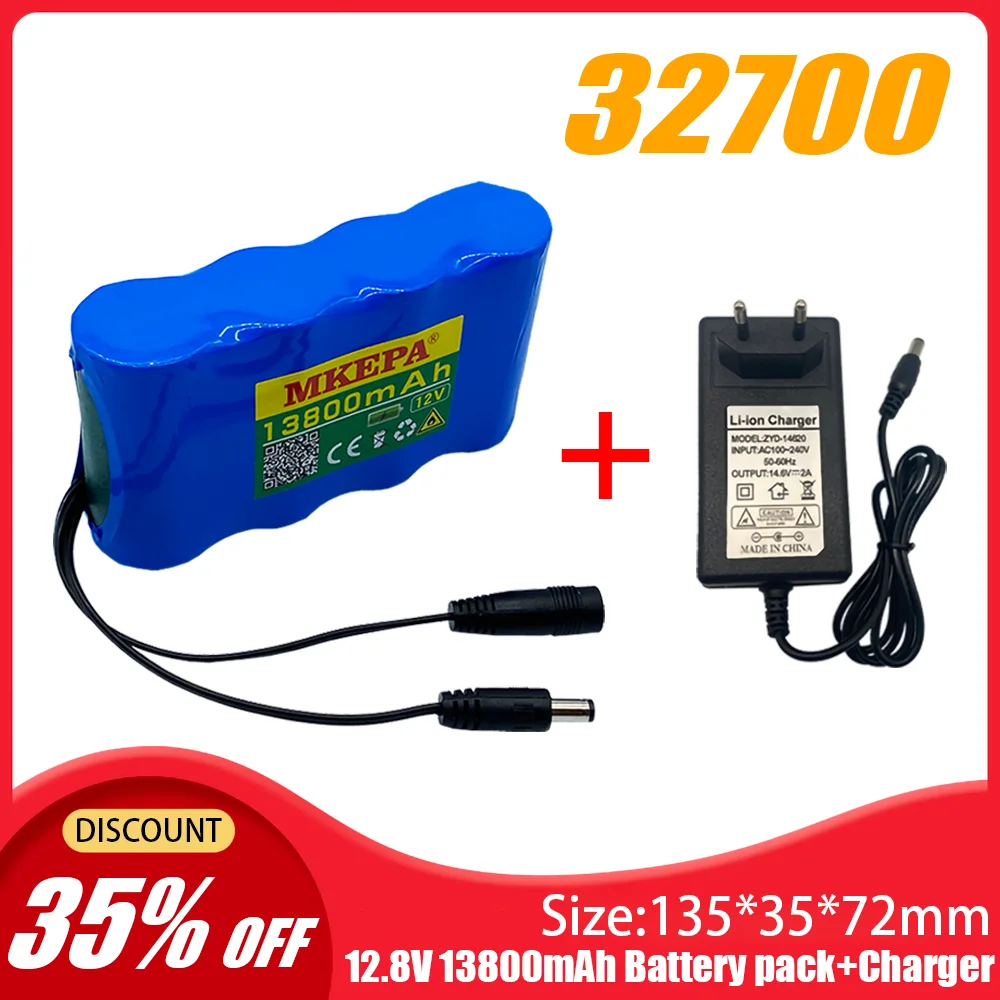 

32700 battery pack 4S1P 12,8V with 4S 40A balanced BMS for electric boat and 12V non interruptible network components+charger