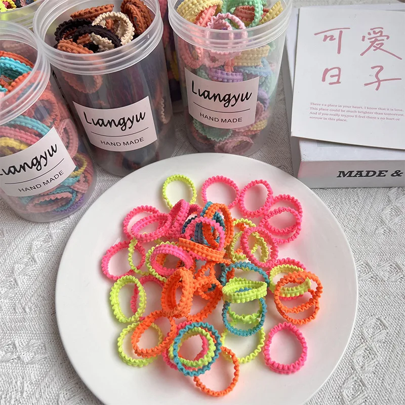 

100PCS Colored Rubber Bands Summer Candy Color Hair Rope Approximately 2.5cm Outdoor Headband Hair Accessories for Girls