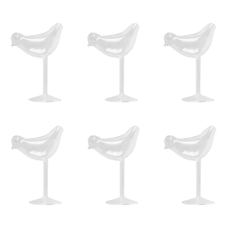 

6X 150Ml Creative Bird Shape Cocktail Goblet Glass Personality Molecular Smoked Modelling Glass Fantasy Wine Goblet