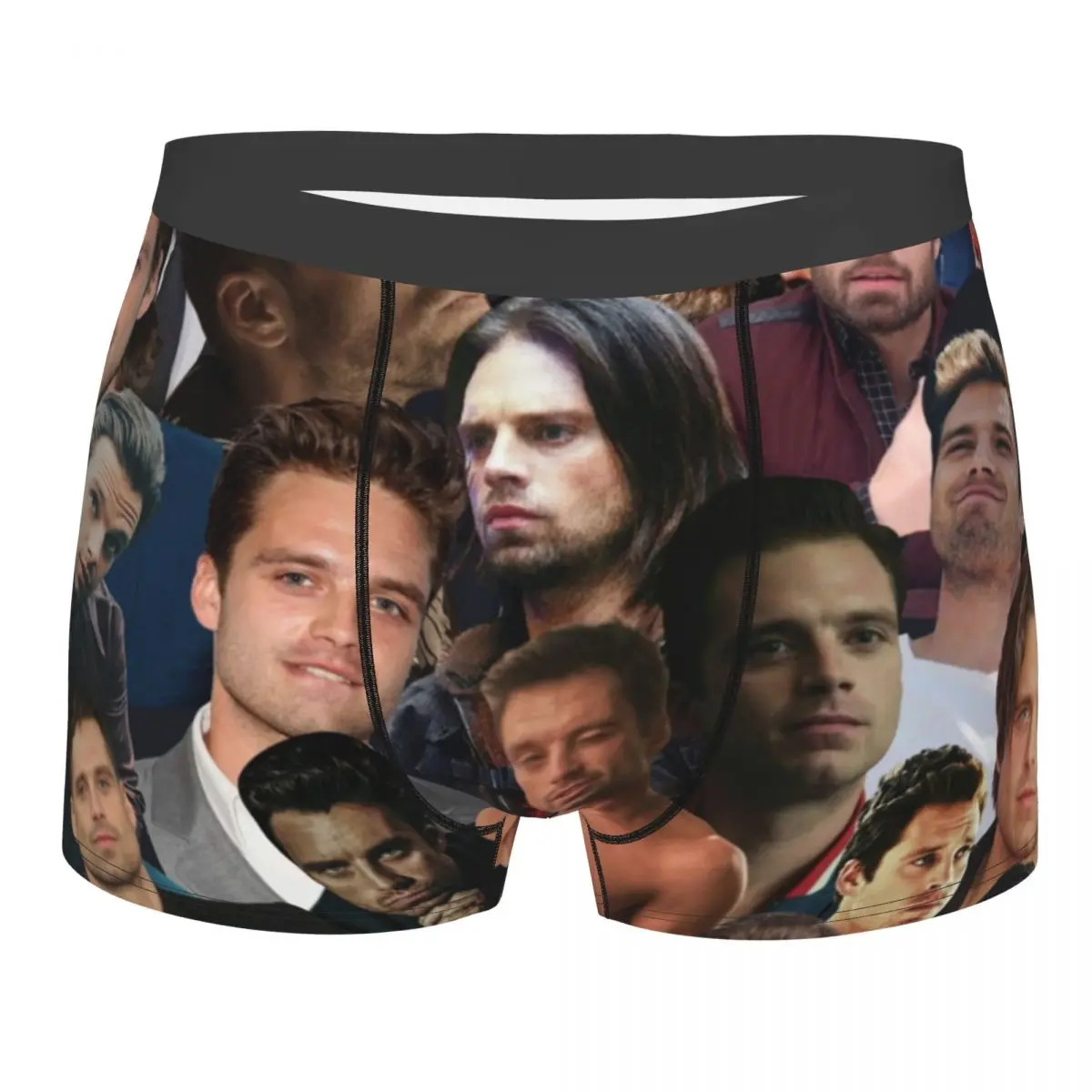 

Humor Boxer Shorts Panties Briefs Men Sebastian Stan Photo Collage Underwear Breathable Underpants for Homme