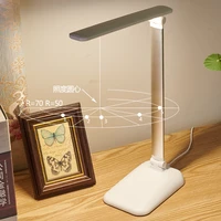 1pcs led desk lamp dc5v usb chargeable 3 color stepless dimmable touch foldable table lamp bedside reading eye protection night