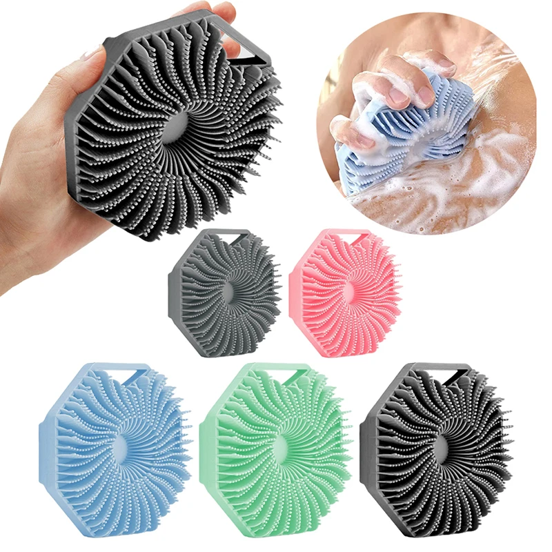 

Silicone Body Scrubber Bath Brush With Ergonomic Handle Portable Shower Massage Cleaning Brush Exfoliating Shower Body Brush