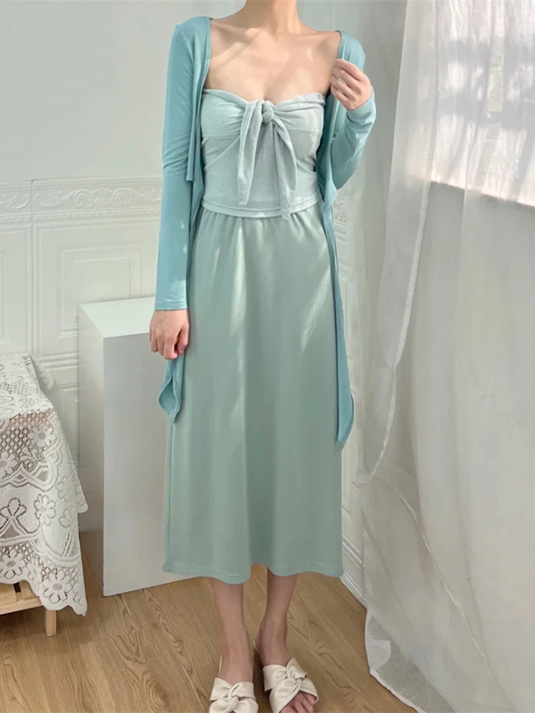 

Модная Женская эластичная прямая трапециевидная юбка с высокой талией до середины икры, повседневные свободные облегающие осенние вязаные юбки с разрезом, юбки-бутоны