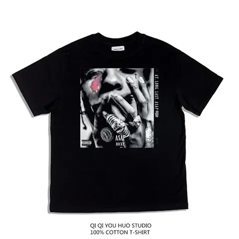 Хип-хоп певица Asap Rocky Rap TNG тема футболка с принтом из чистого хлопка свободная