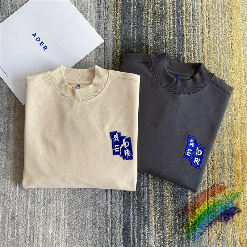 

ADER ERROR Crewneck Men Women Blue ADER Embroidered Box Adererror Sweatshirts Heavy Materials Pullovers