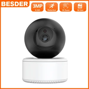 IP-камера BESDER, 2K, 3 Мп, для умного дома, Wi-Fi, PTZ-камера видеонаблюдения, цифровая камера s 1536P, 5-кратный зум, Двусторонняя передача аудиозапоминающее устройство