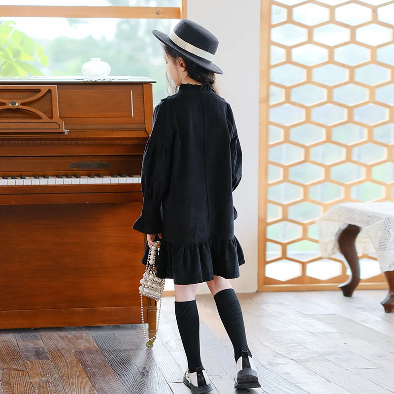 Осенне-зимнее детское вельветовое платье ZOETOP для девочек утепленное прямое