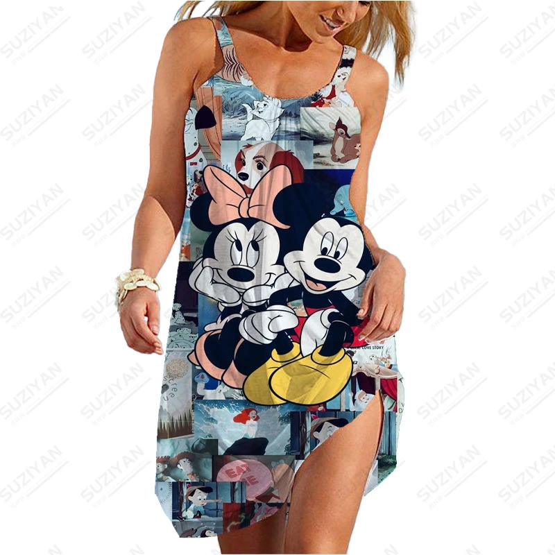 

New Fashion Women's Dress Summer Disney Sleeveless Casual 2023 Disney Dress Women's Sexy 3D Print Sexy Temperament Elegant Dress