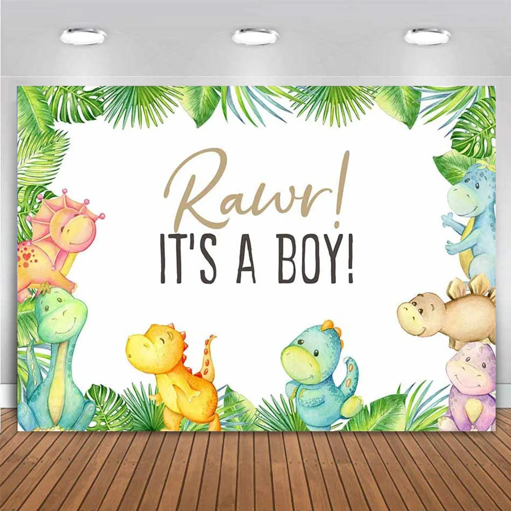 

Фон для фотографий динозавр с надписью «It's a Boy Baby Shower»