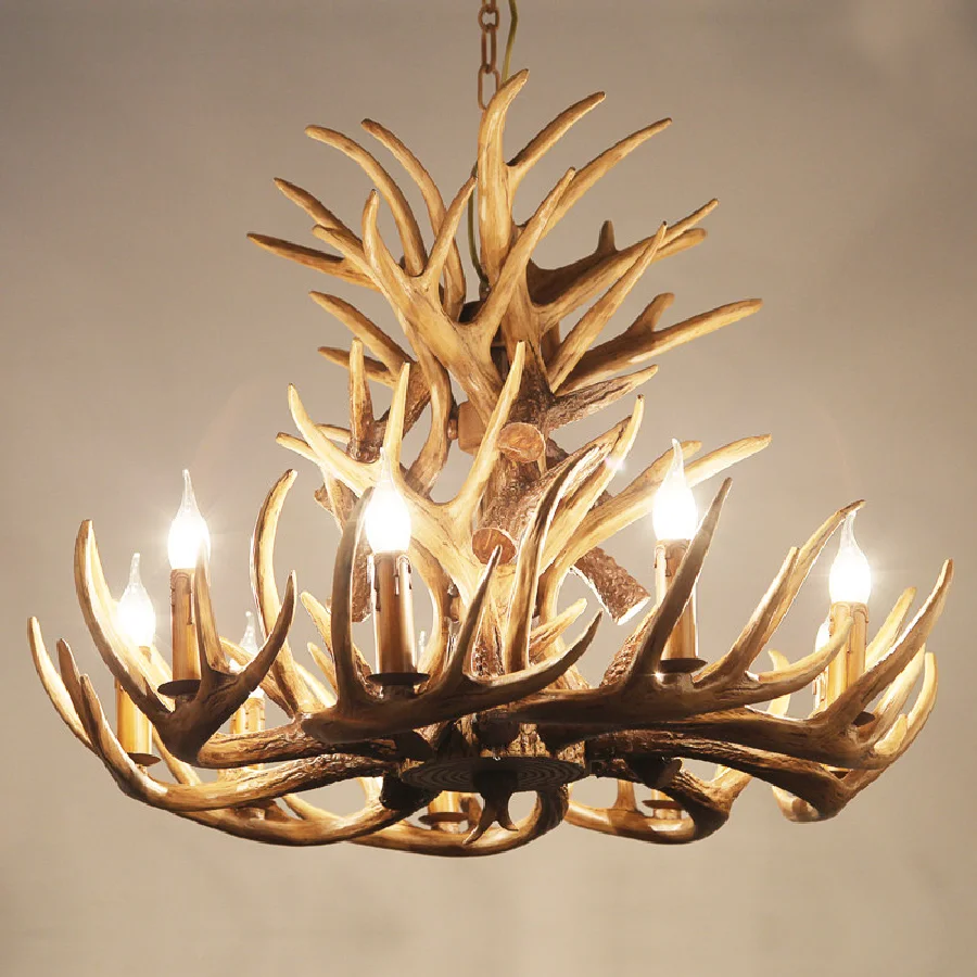 

Retro Brown White Resin Antler Chandelier Lighting 4/6/9 Arms E14 Luxury Vintage Chandeliers For House Lighting Fixtures