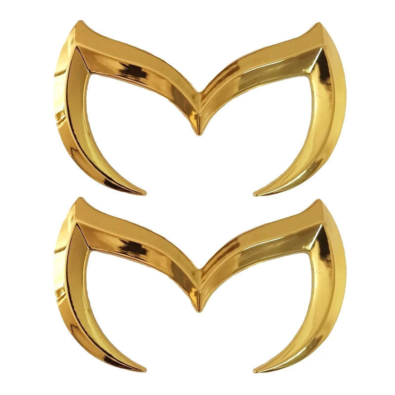 

2X Gold Evil M Logo Emblem Badge Decal For Mazda All Model Car Body Rear Trunk Decal Sticker Nameplate Decor Accessories