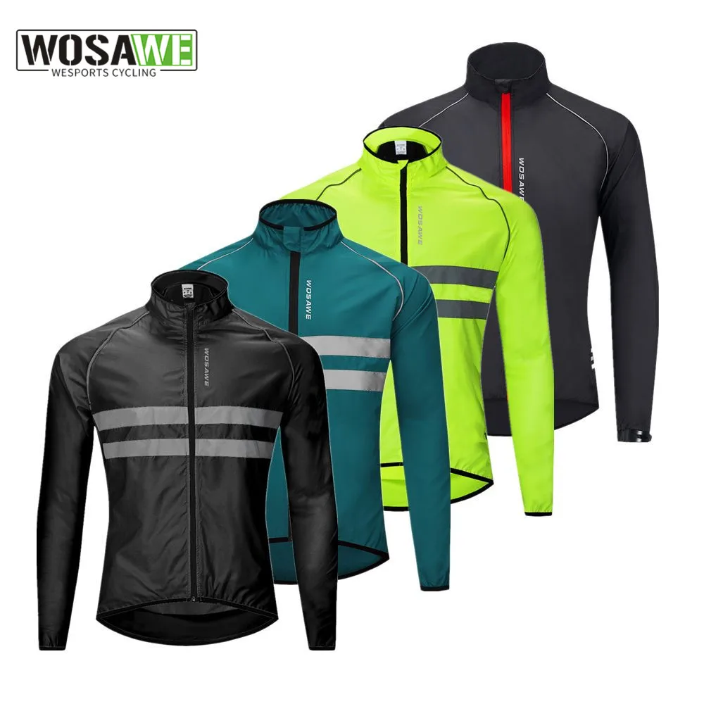 WOSAWE Breathable Reflective Running Jacket Water Resistant Windproof Waistcoat Windbreaker High Visibility Thin Sports Jacket