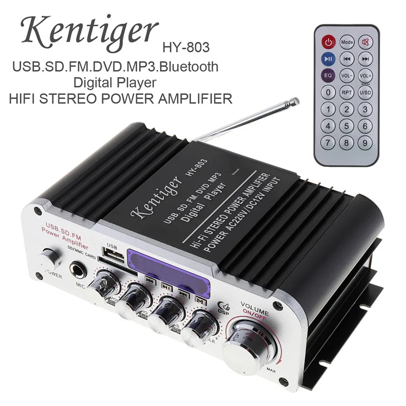 

HY-803 2CH-Hi-Fi Bluetooth автомобильный аудио усилитель мощности FM-радио плеер Поддержка SD / USB / DVD / MP3 вход для автомобиля мотоцикла дома