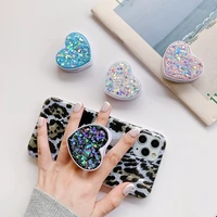 glitter heart shape phone stand finger ring folding holder for iphone 13 samsung xiaomi huawei luxury silicone anti fall bracket