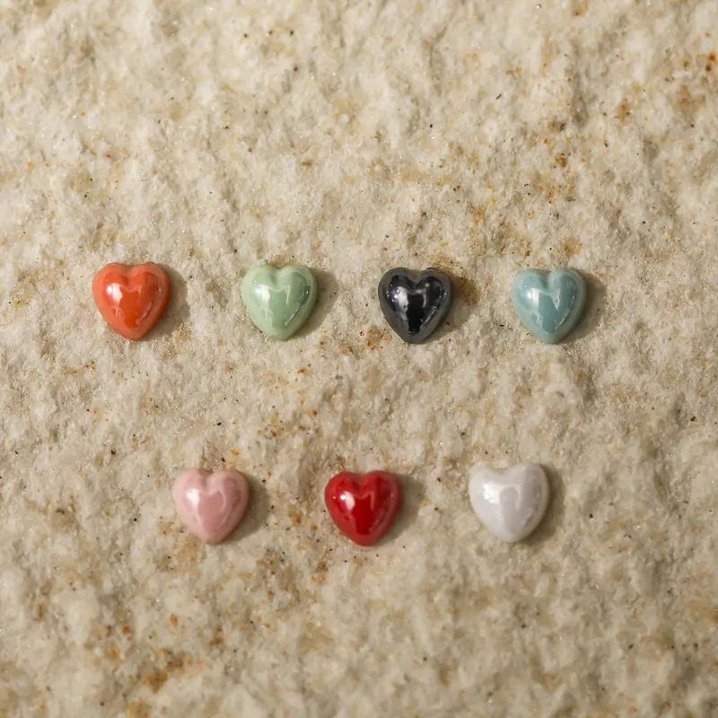 

50pcs Nail enhancement white ceramic small peach heart smooth small flat bottom half love pearl nail 3D decoration
