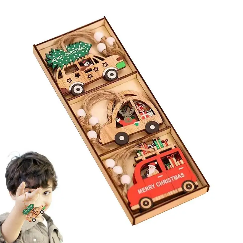 

Деревянные Подвески в виде рождественской елки, 9 шт./кор., подвесные украшения в виде Санта-Клауса, лося, новогодний подарок для детей, домашний декор