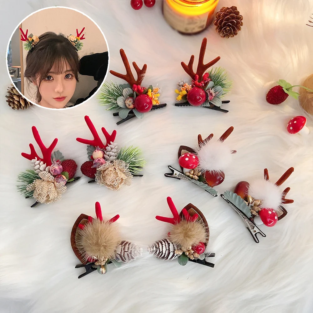 

2023 New Christmas Hair Clips For Girls Cute Deer Ear Hairpins Hairgrips Kids Christmas Antler Hairpin Barrette Hair Accessories