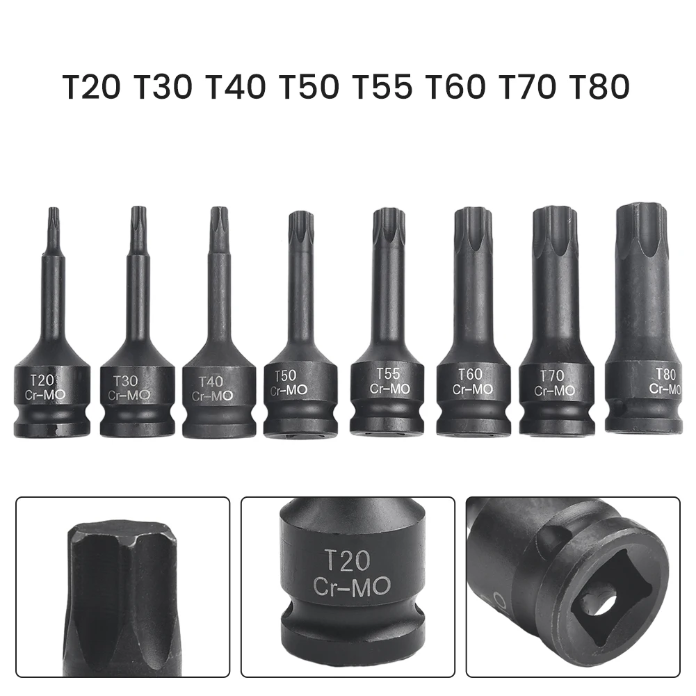 8 шт. Набор торцевых головок 1/2 дюйма T20/T30/T40/T50/T55/T60/T70/T80