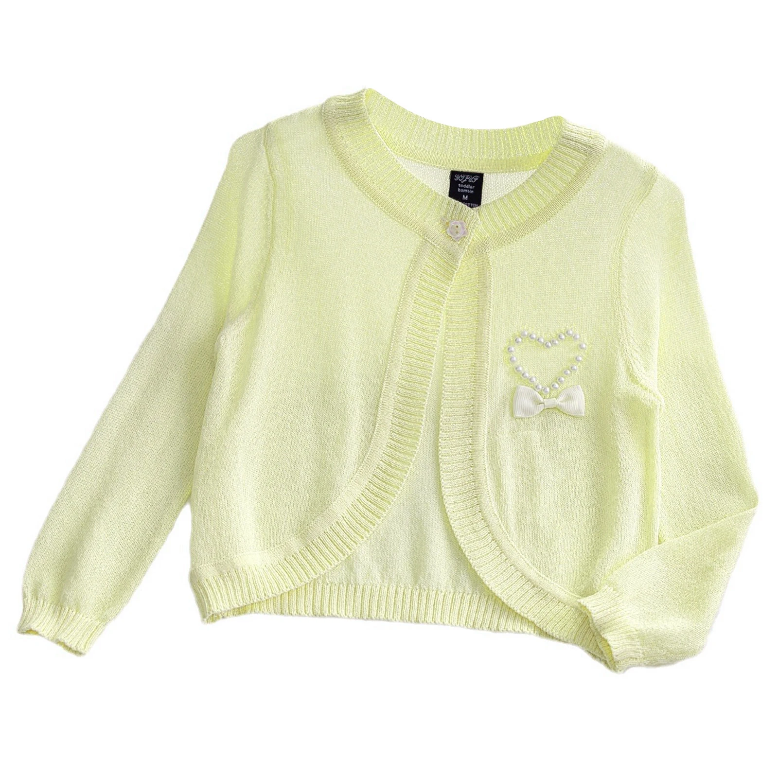 Детский вязаный кардиган с длинным рукавом жемчугом