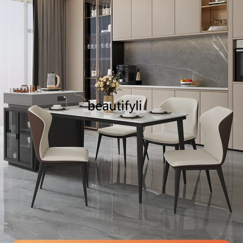 

Italian Minimalist Stone Plate Zhongdao Guide Table Jiafan Wine Dining Table Integrated Modern Simple and Light Luxury