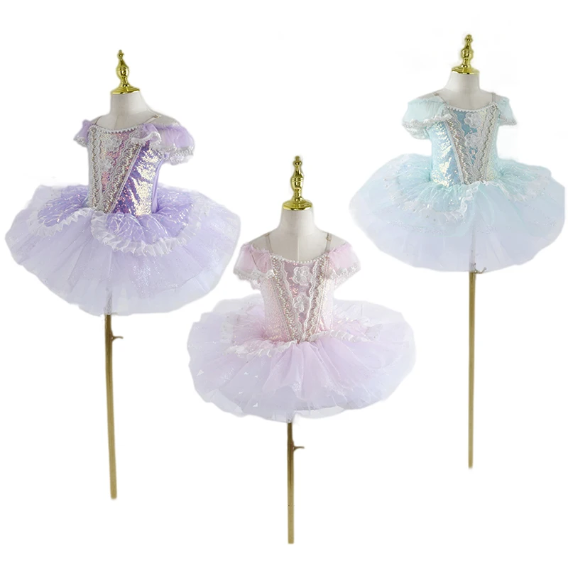 

Профессиональная балетная пачка для девочек, лебедь, озеро, балерина, блинная пачка, пачка с блестками, балетное платье для детей, юбка-пачка розовая, синяя