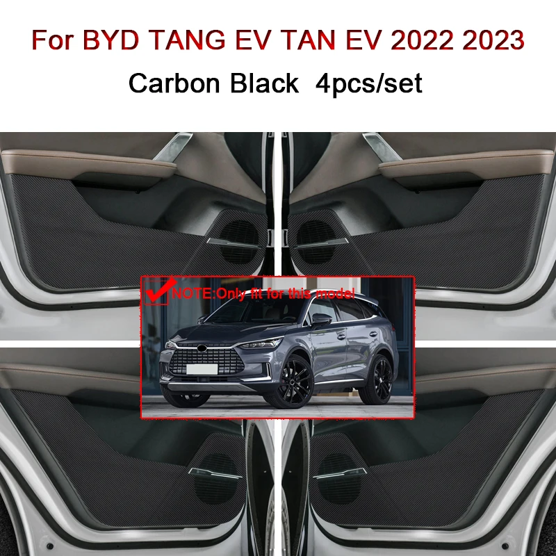 

For BYD TANG EV TAN EV 2022 2023 Car Door Anti Kick Pad Carbon Fiber Leather Texture Anti Dirt Protective Sticker Accessories