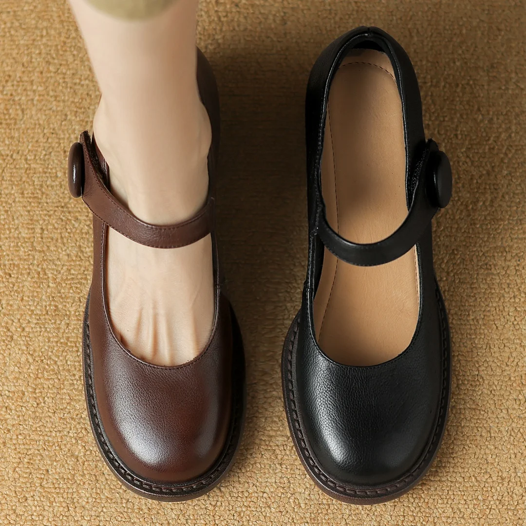 Туфли-лодочки женские из воловьей кожи мягкая удобная Всесезонная обувь в стиле