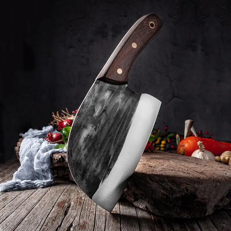 

Meat Cleaver Butcher Kitchen Knife Serbian Chef Knife With Sheath Chopping Bone Cutter Handmade for Outdoor Cooking Camping BBQ