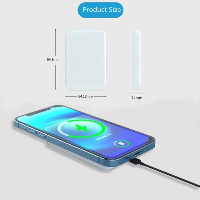 Portable Wireless Charger Macsafe Auxiliary Spare External Magnetic Battery Pack Power Bank For iphone 12 13 14Pro Max Powerbank 4
