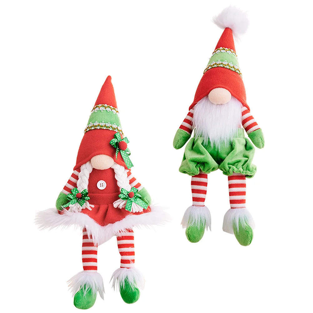 

2 Pcs Cartoon Xmas Gnome Dolls Christmas Ornaments Stuffed Decorations Accessories Desktop Decors Gnomes