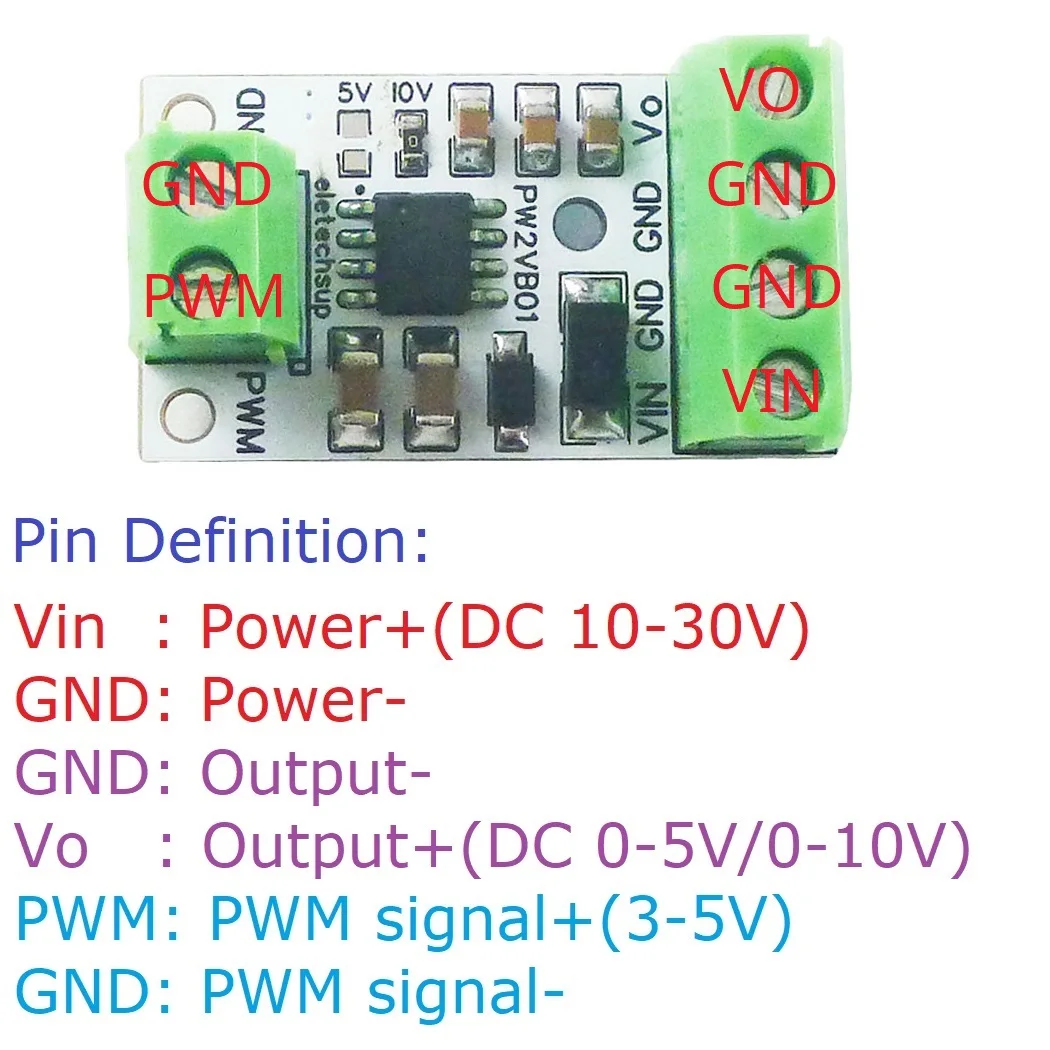 

1/2PCS PWM to DAC Converter Input Pulse Signal Output 0-5V/0-10V Voltage Analog for Arduino UNO MEGA2560 PLC NodeMCU