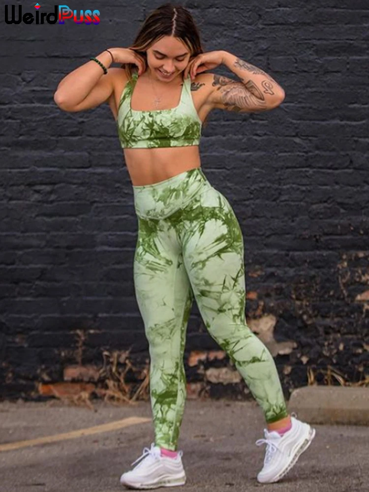 

Необычный женский жилет с рисунком в стиле Tie Dye, мягкий жилет + леггинсы, эластичный облегающий спортивный костюм, уличная одежда