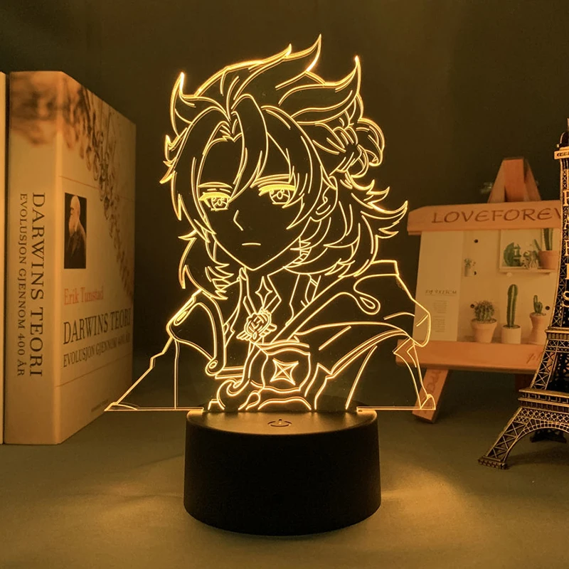 

Genshin impact Albedo 3d led lamp for bedroom manga night lights anime action figure Decoration children Kawaii gift