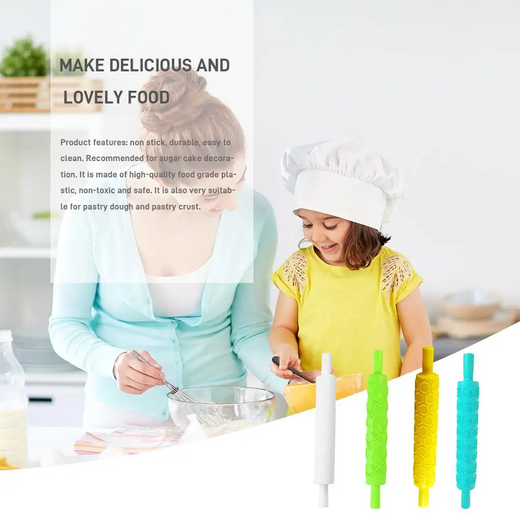 

Rolling Pin Non-Stick Roller Mold Embossed Plastic Cake Decoration Rolling Pin Dough Stick Baking Pastry Tool Christmas DIY Tool