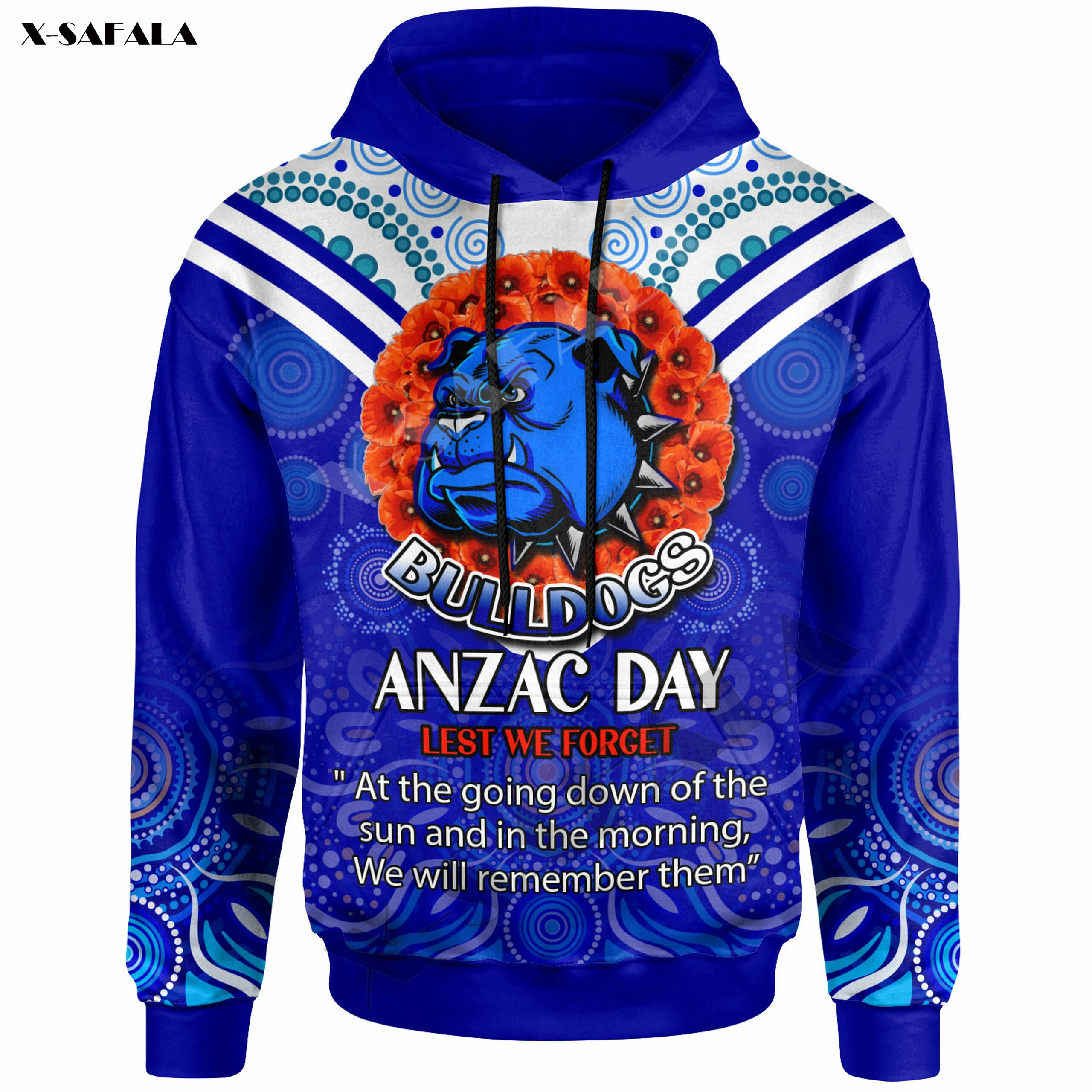 2022 Австралийский регби Anzac Naidoc Bulldogs толстовка с 3D принтом на молнии мужской