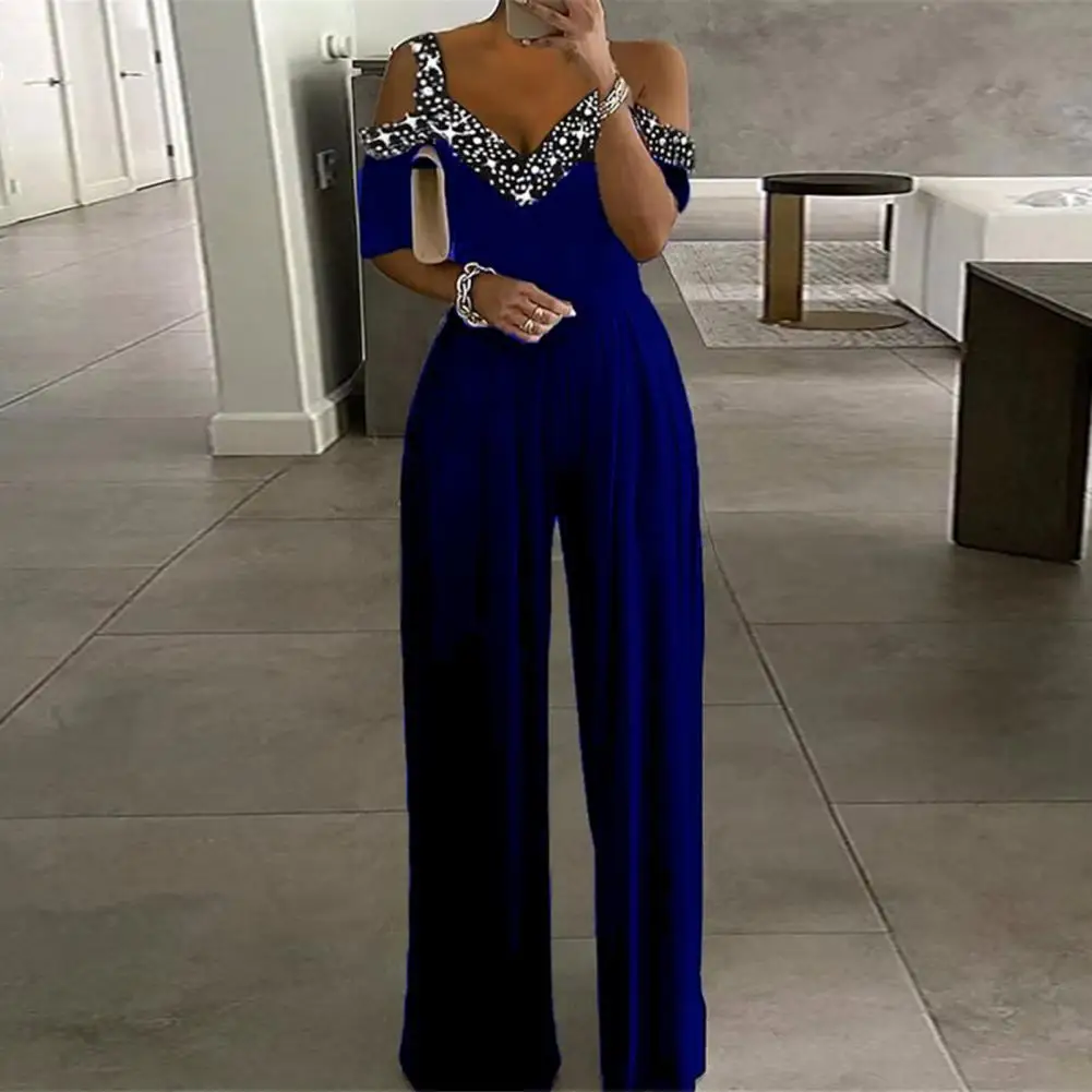 

Women Jumpsuit Popular Lightweight Lady Romper Rhinestone Patchwork Summer Loungewear Playsuit Streetwear