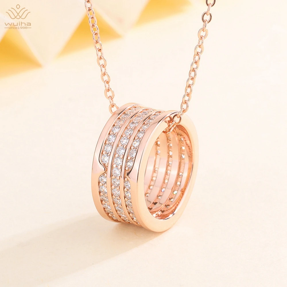 

WUIHA Luxury 925 Sterling Silver 10*22MM Sapphire Faceted Gemstone Ring/Necklace For Women Engagement Gift Jewelry Set Wholesale