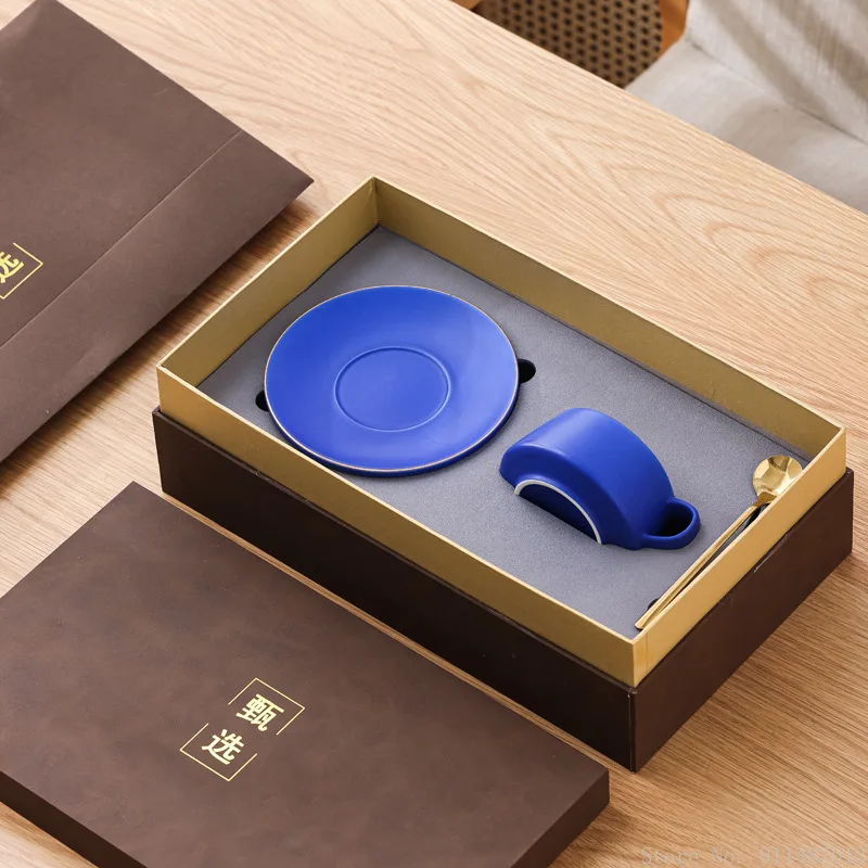 1pc Northern Europe Creative High-end Phnom Penh Coffee Cup with Dish Spoon Ceramic Home Afternoon Tea Office Supplies Gift Box