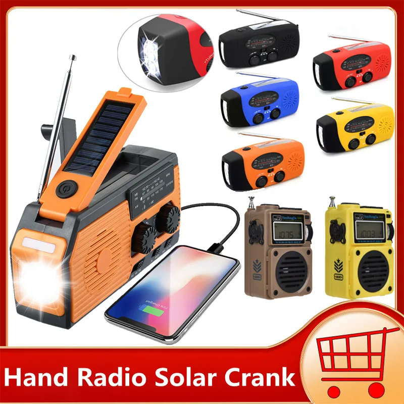 

Ручной радиоприемник с солнечной батареей, USB зарядка, AM/FM/WB NOAA, погодное радио, аварийный светодиодный фонарик, аварийный источник питания/б...